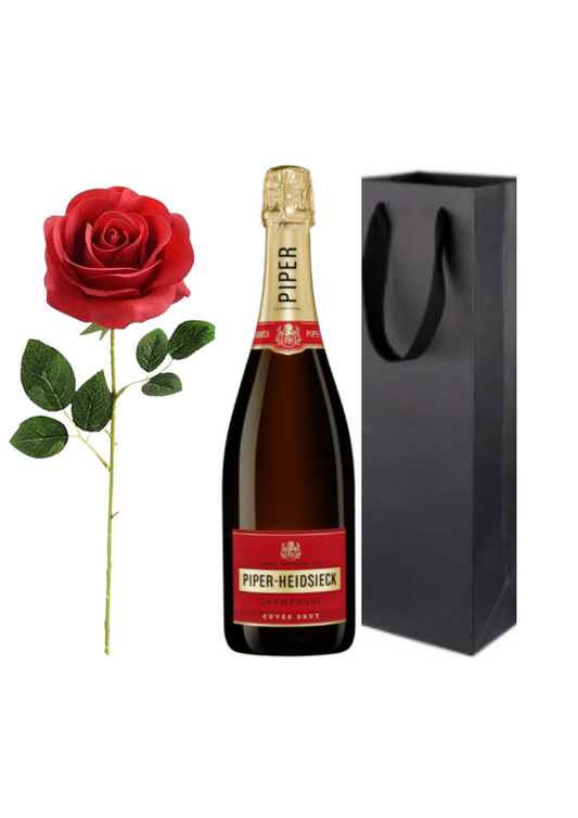 Rose & Crémant Rosé – Coffret cadeau romantique (Avec livraison gratuite en moins de 3 heures dans toute la région de Verviers et Liège.)