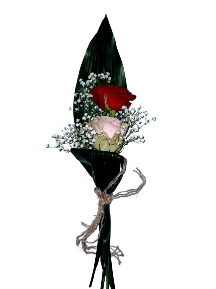 Mini Bouquet avec 2 Roses Rouges – Délicatesse dans chaque détail